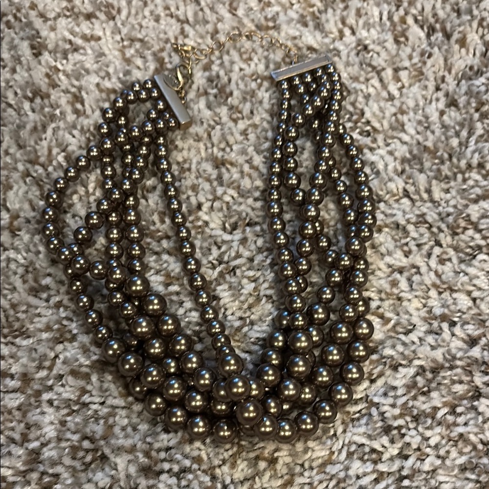 Lia Sophia Grey Pearl Cluster Necklace